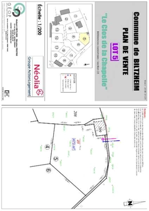 terrain à la vente -   68127  BILTZHEIM, surface 473 m2 vente terrain - UBI466278233